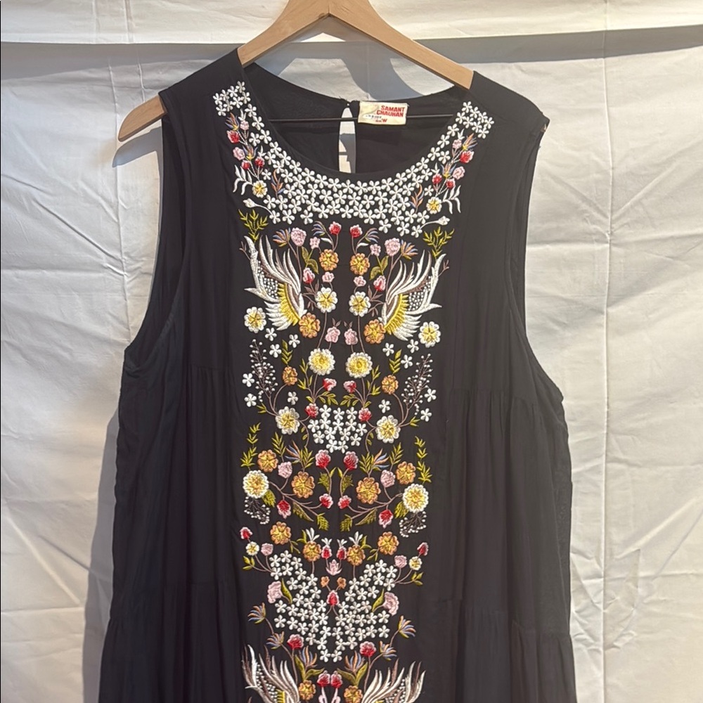Black Embroidered Tiered Dress from Anthropologie